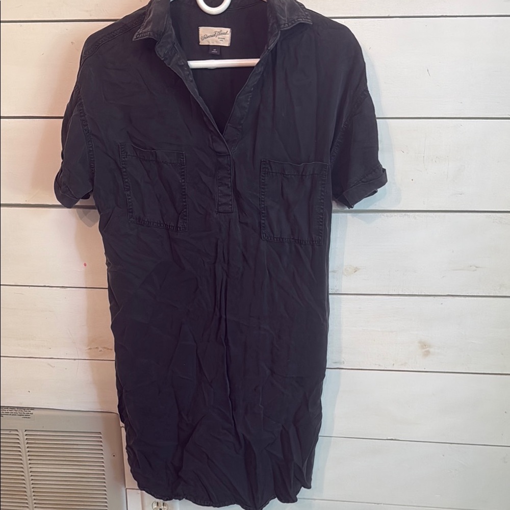 Universal Thread Black Polo Collar Shirt Dress